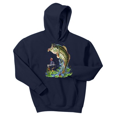 Fishing Graphic Large Mouth Bass Fish Kids Hoodie