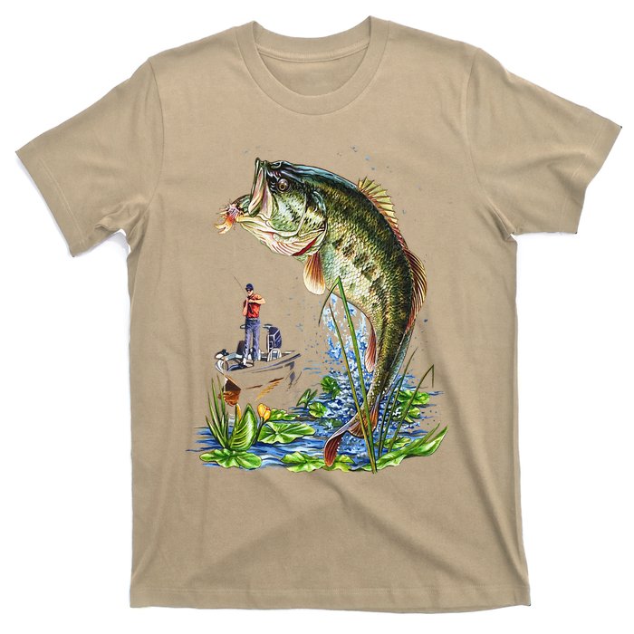 Fishing Graphic Large Mouth Bass Fish T-Shirt