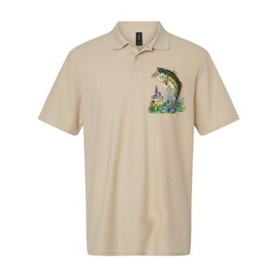 Fishing Graphic Large Mouth Bass Fish Softstyle Adult Sport Polo