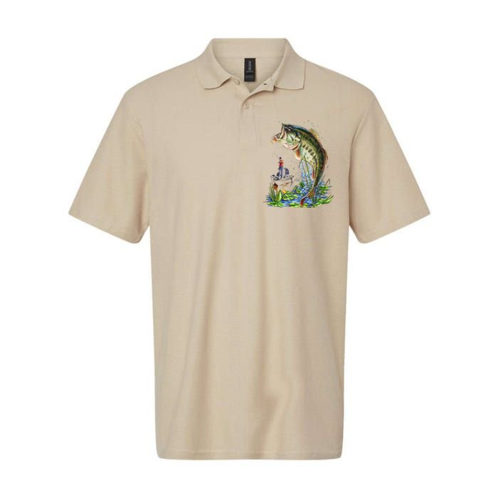 Fishing Graphic Large Mouth Bass Fish Softstyle Adult Sport Polo