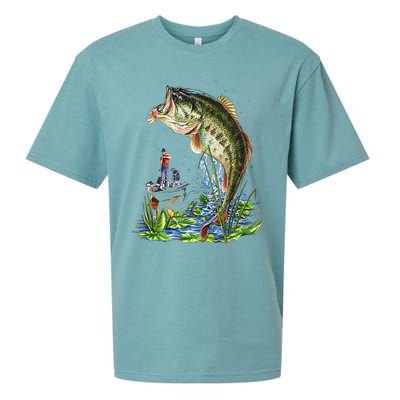 Fishing Graphic Large Mouth Bass Fish Sueded Cloud Jersey T-Shirt