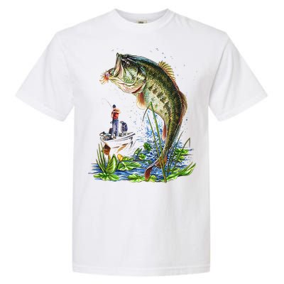 Fishing Graphic Large Mouth Bass Fish Garment-Dyed Heavyweight T-Shirt