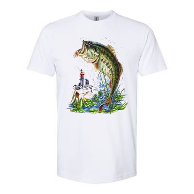 Fishing Graphic Large Mouth Bass Fish Softstyle® CVC T-Shirt