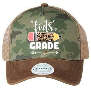 First Grade Leopard Pencil 1st Grader Students Teachers Legacy Tie Dye Trucker Hat