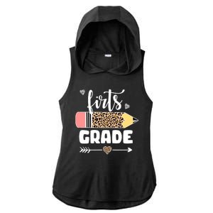 First Grade Leopard Pencil 1st Grader Students Teachers Ladies PosiCharge Tri-Blend Wicking Draft Hoodie Tank