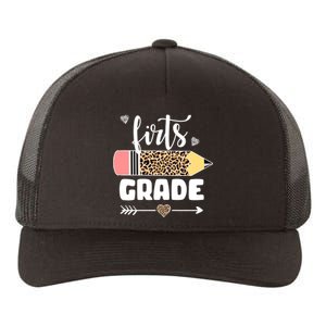 First Grade Leopard Pencil 1st Grader Students Teachers Yupoong Adult 5-Panel Trucker Hat