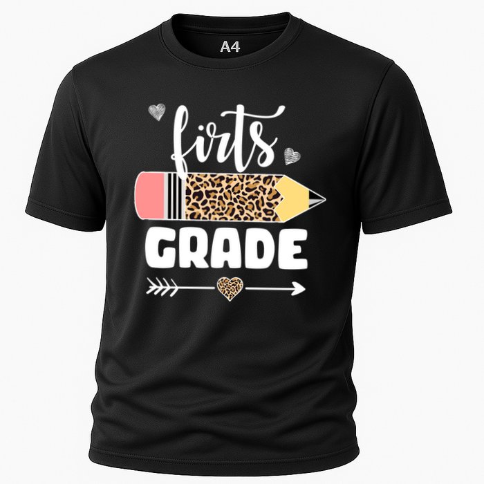 First Grade Leopard Pencil 1st Grader Students Teachers Performance Shirt
