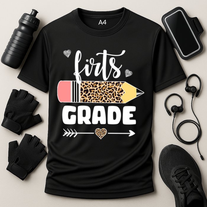 First Grade Leopard Pencil 1st Grader Students Teachers Performance Shirt