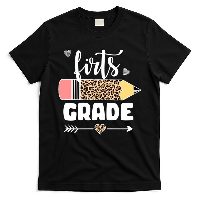 First Grade Leopard Pencil 1st Grader Students Teachers T-Shirt