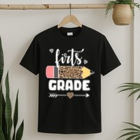 First Grade Leopard Pencil 1st Grader Students Teachers T-Shirt