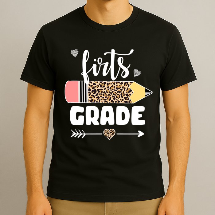 First Grade Leopard Pencil 1st Grader Students Teachers T-Shirt