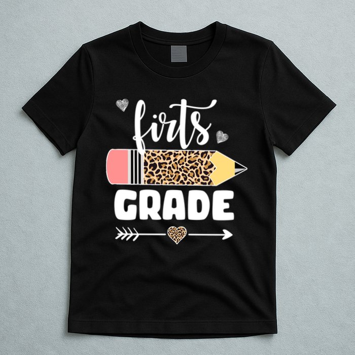 First Grade Leopard Pencil 1st Grader Students Teachers T-Shirt