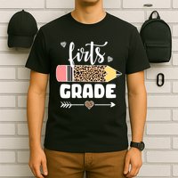 First Grade Leopard Pencil 1st Grader Students Teachers T-Shirt