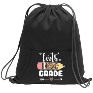 First Grade Leopard Pencil 1st Grader Students Teachers Sweatshirt Cinch Pack Bag