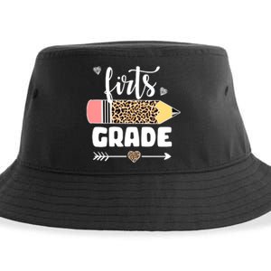 First Grade Leopard Pencil 1st Grader Students Teachers Sustainable Bucket Hat