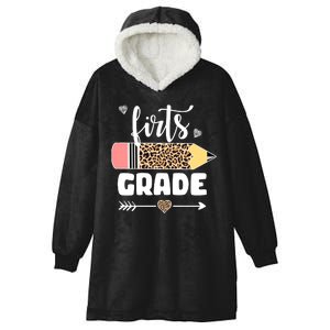 First Grade Leopard Pencil 1st Grader Students Teachers Hooded Wearable Blanket