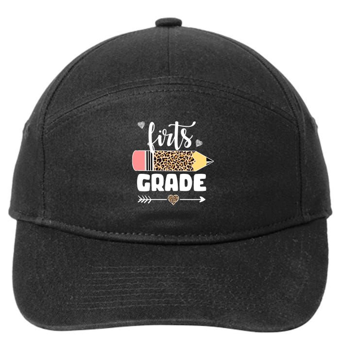 First Grade Leopard Pencil 1st Grader Students Teachers 7-Panel Snapback Hat