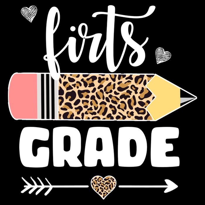 First Grade Leopard Pencil 1st Grader Students Teachers 7-Panel Snapback Hat