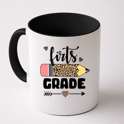First Grade Leopard Pencil 1st Grader Students Teachers Coffee Mug