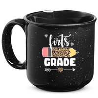 First Grade Leopard Pencil 1st Grader Students Teachers 15oz Campfire Ceramic Mug