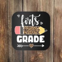 First Grade Leopard Pencil 1st Grader Students Teachers Coaster