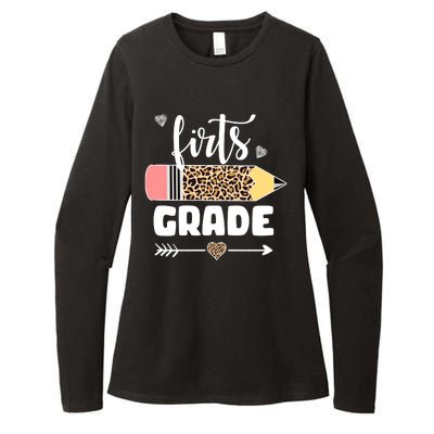 First Grade Leopard Pencil 1st Grader Students Teachers Womens CVC Long Sleeve Shirt