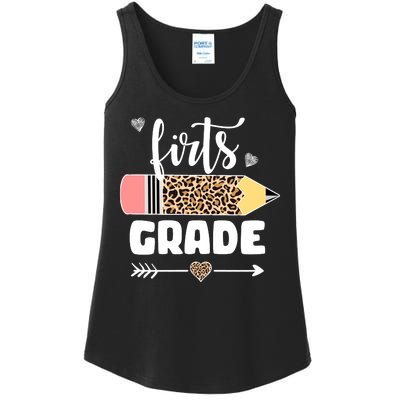 First Grade Leopard Pencil 1st Grader Students Teachers Ladies Essential Tank