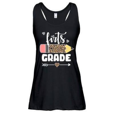 First Grade Leopard Pencil 1st Grader Students Teachers Ladies Essential Flowy Tank