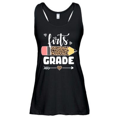 First Grade Leopard Pencil 1st Grader Students Teachers Ladies Essential Flowy Tank