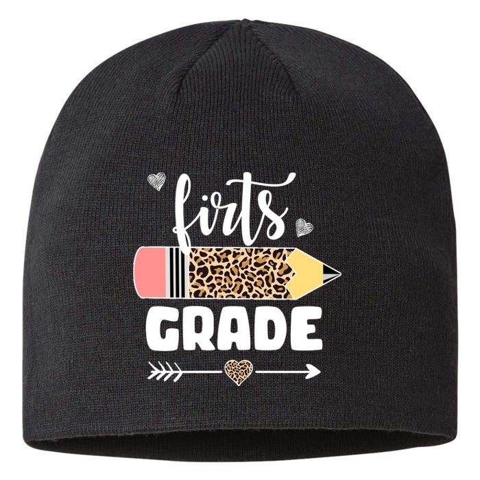 First Grade Leopard Pencil 1st Grader Students Teachers Sustainable Beanie