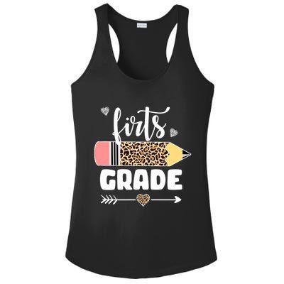 First Grade Leopard Pencil 1st Grader Students Teachers Ladies PosiCharge Competitor Racerback Tank