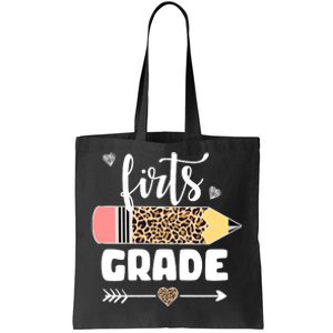 First Grade Leopard Pencil 1st Grader Students Teachers Tote Bag