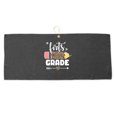First Grade Leopard Pencil 1st Grader Students Teachers Large Microfiber Waffle Golf Towel