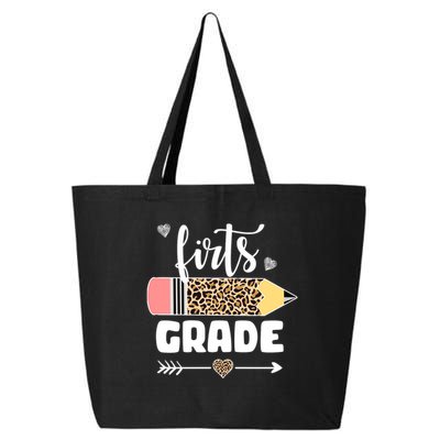 First Grade Leopard Pencil 1st Grader Students Teachers 25L Jumbo Tote