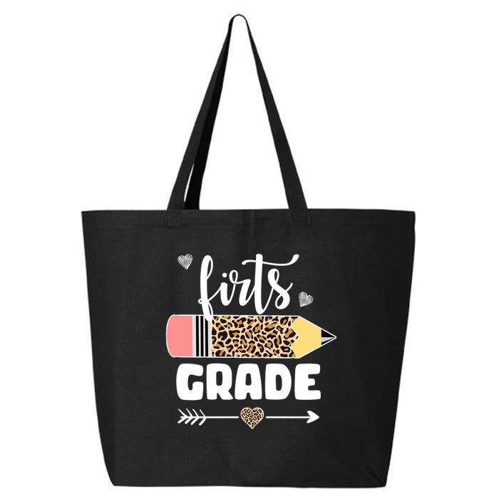 First Grade Leopard Pencil 1st Grader Students Teachers 25L Jumbo Tote