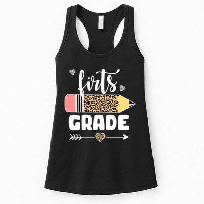 First Grade Leopard Pencil 1st Grader Students Teachers Womens Tank Top