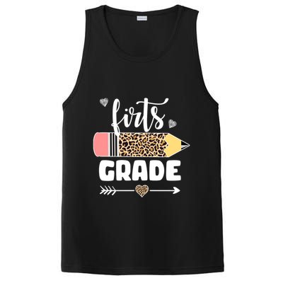 First Grade Leopard Pencil 1st Grader Students Teachers PosiCharge Competitor Tank