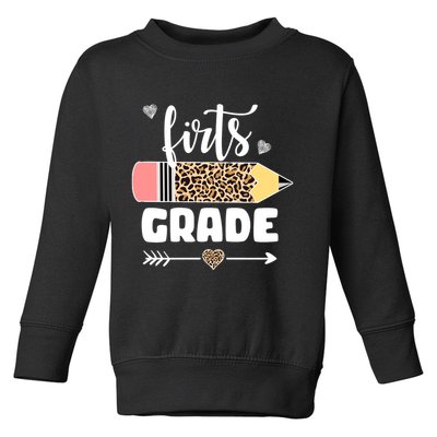 First Grade Leopard Pencil 1st Grader Students Teachers Toddler Sweatshirt