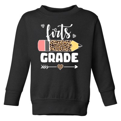 First Grade Leopard Pencil 1st Grader Students Teachers Toddler Sweatshirt