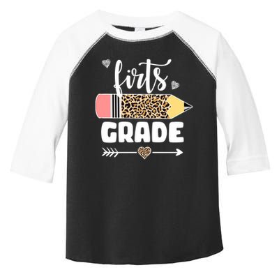 First Grade Leopard Pencil 1st Grader Students Teachers Toddler Fine Jersey T-Shirt