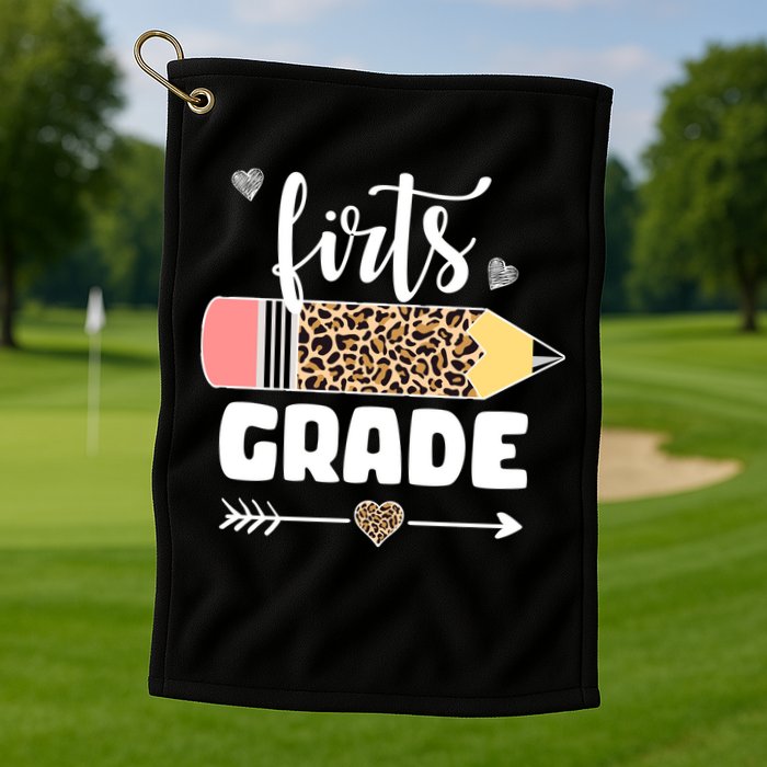 First Grade Leopard Pencil 1st Grader Students Teachers Golf Towel