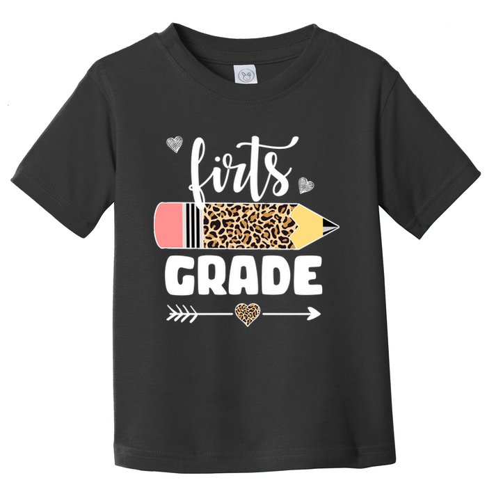 First Grade Leopard Pencil 1st Grader Students Teachers Toddler T-Shirt