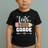 First Grade Leopard Pencil 1st Grader Students Teachers Toddler T-Shirt