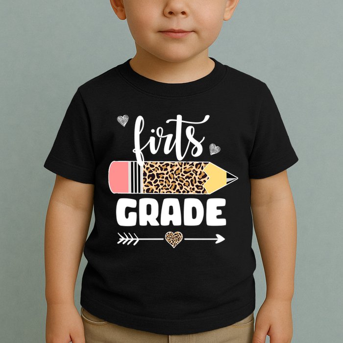 First Grade Leopard Pencil 1st Grader Students Teachers Toddler T-Shirt