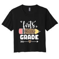 First Grade Leopard Pencil 1st Grader Students Teachers Crop Top