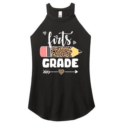 First Grade Leopard Pencil 1st Grader Students Teachers Women’s Perfect Tri Rocker Tank