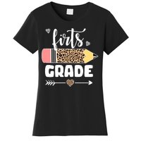 First Grade Leopard Pencil 1st Grader Students Teachers Women's T-Shirt