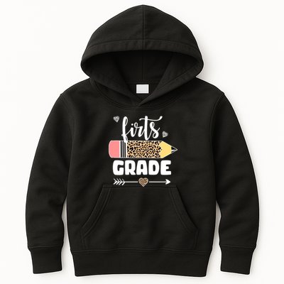 First Grade Leopard Pencil 1st Grader Students Teachers Kids Hoodie