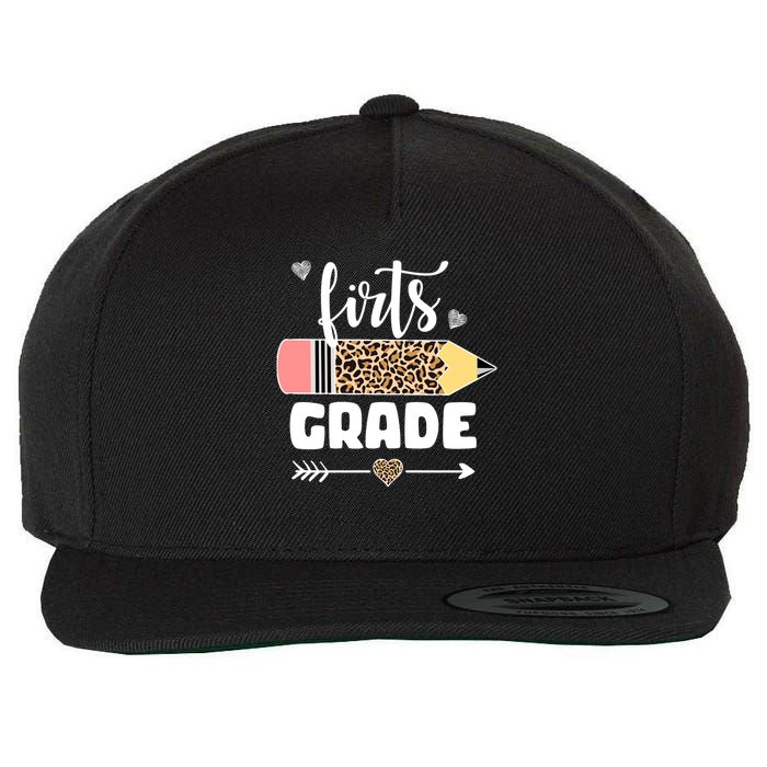 First Grade Leopard Pencil 1st Grader Students Teachers Wool Snapback Cap