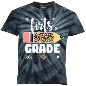 First Grade Leopard Pencil 1st Grader Students Teachers Kids Tie-Dye T-Shirt